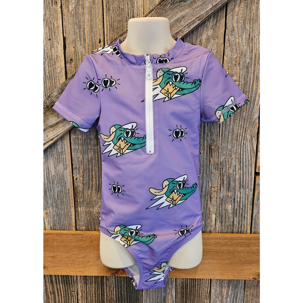 Jelly Alligator Swim Top | Golden Gator Purple 4-5 years NWOT summer one piece^